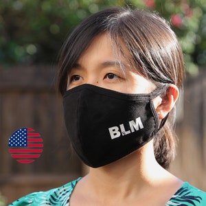 Mascarilla facial de tela reutilizable BLM con logotipo de la letra Black Lives Matter, mascarilla transpirable de algodón de 2 capas para exteriores, protección para hombres y mujeres