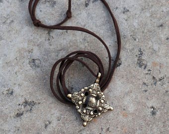 Tibetan Buddhism Vajra Symbol Necklace, Adjustable Tibetan Necklace, Rear View Mirror Charm, Meditation Car Charm, Vintage Charm Jewelry (R)