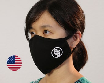 BLM Fist Logo Cotton Face Mask, Reusable Activist Mask
