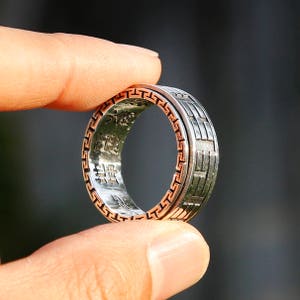 Yin Yang Sterling Silver Spinner Ring, Taoist Ba Gua Ring, Chinese Tai Chi Ring, Tibetan Ring, Meditation, Mens Ring Gift, Zen Ring,Yoga B image 2