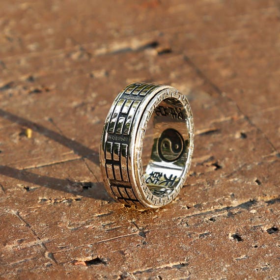 Yin Yang Sterling Silver Spinner Ring, Taoist Ba Gua Ring Yin Yang Sterling Silver Spinner Ring, Taoist Ba Gua Ring