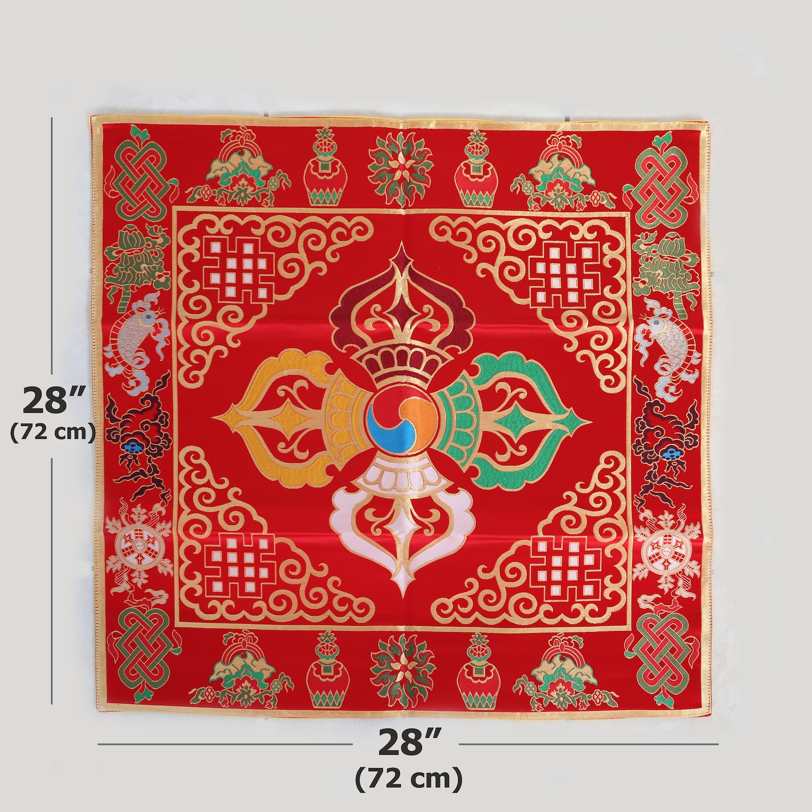 Buddhist Vajra Silk Brocade Altar Cloth, Tibetan Double Dorje Shrine ...