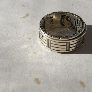 Yin Yang Sterling Silver Spinner Ring, Taoist Ba Gua Ring, Chinese Tai Chi Ring, Tibetan Ring, Meditation, Mens Ring Gift, Zen Ring,Yoga B image 8