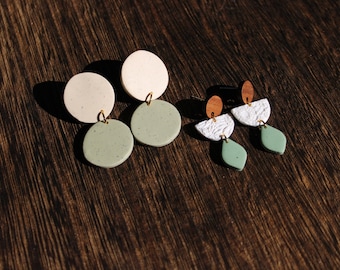 Handmade Polymer Clay Earrings, Natura Earthy Jewelry, Minimalist Dainty Gift