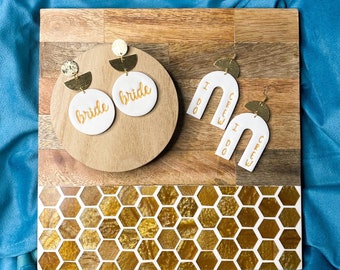 Bride & I Do Crew Earrings, Gold Plated Sterling Silver, Bridesmaid Proposal