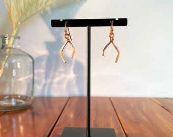 Handmade Copper Wishbone Earrings, Wire Jewelry