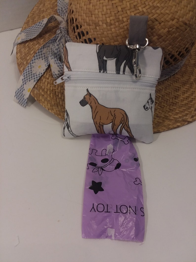 Great Dane poop bag dispenser zipper close attach to leash Etsy