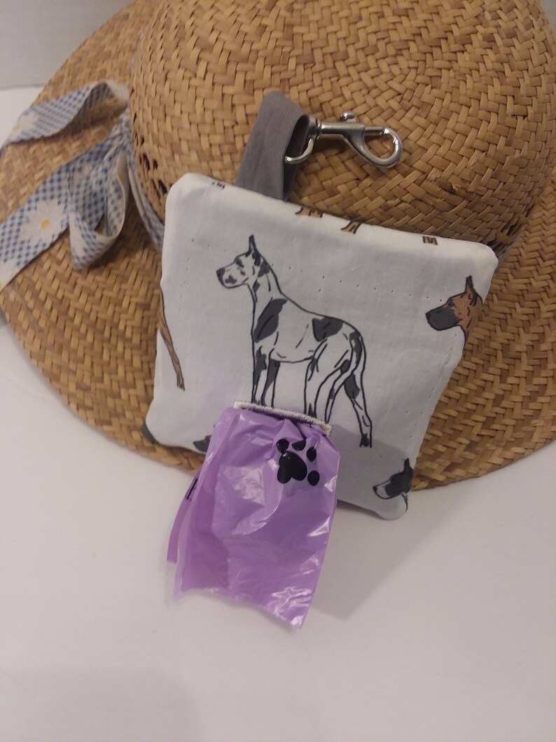 Great Dane poop bag dispenser zipper close attach to leash Etsy