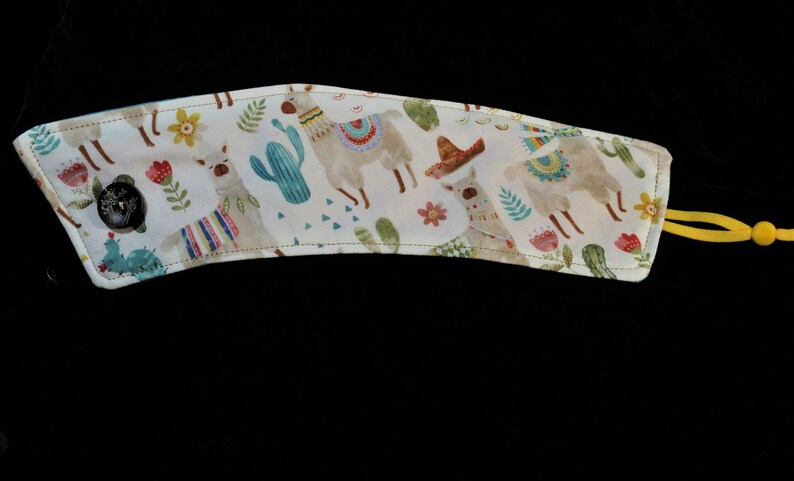 Beverage Cozie Iced Tea lovers gift NO Prob LLama hot or cold coffee sleeve tan white aqua environmentally friendly great mom gift
