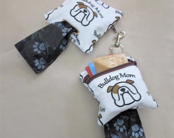 English Bulldog dog poop bag holder, Bulldog Mom waste bag dispenser, gift for pet parent