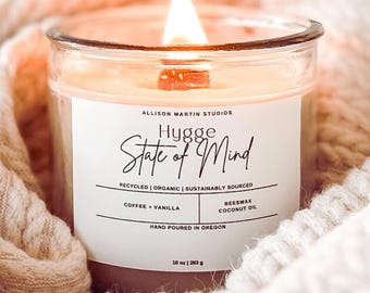 Velas de cera de abejas con aroma a café y vainilla, hechas en casa con aceites esenciales, mecha de madera crepitante de 283 g, aromaterapia para amantes de la lectura.