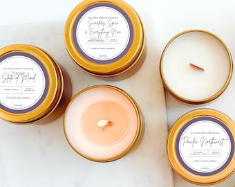 Set de velas aromáticas de otoño, cera de abeja, aceites esenciales, mecha de madera, 57 g