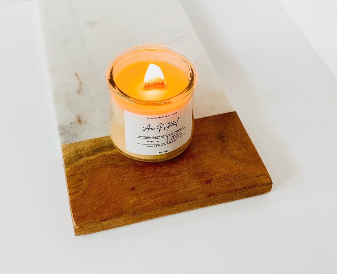 Unscented 4 Oz Non Toxic Beeswax Candles With Crackling Wood Wick, Cozy