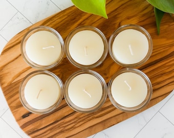 Set of 6 Pure Beeswax Tea Lights in Glass Votives, Handmade, Clean Burning, Unscented, Non-Toxic, Pet Friendly, Sustainable Home Decor