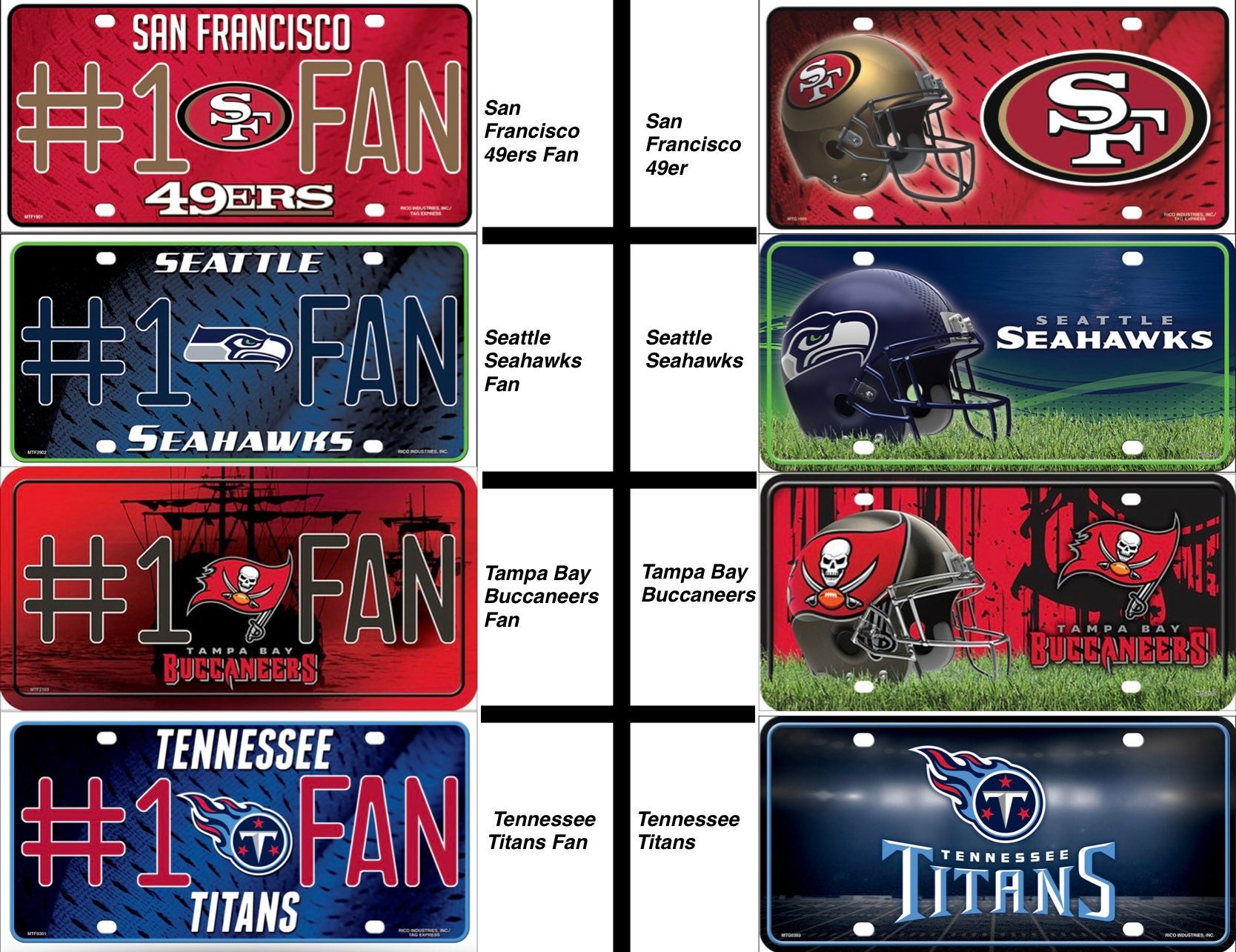 USA Made NFL Official License Plates 49ers Seahawks Etsy