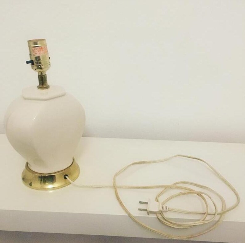 Vintage White Ceramic Table Lamp Etsy
