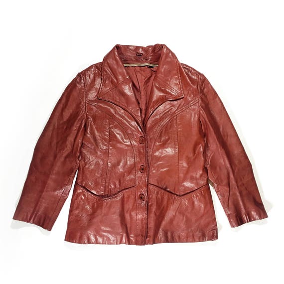 Vintage Burgundy Leather Jacket