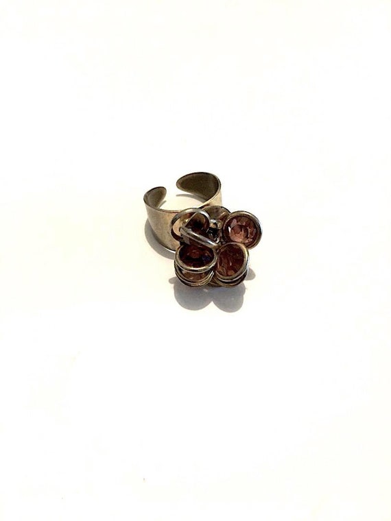 1960's Vintage Gemstone Flower Ring (Adjustable) - image 2