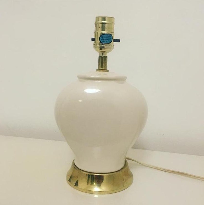 Vintage White Ceramic Table Lamp Etsy