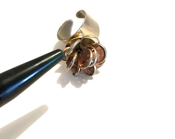 1960's Vintage Gemstone Flower Ring (Adjustable) - image 6