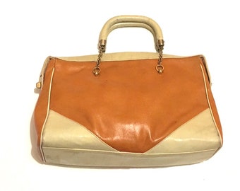 Vintage Brown & White Purse