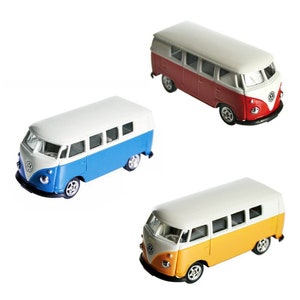 Mini metal Volkswagen combi bus collectible vehicle VW miniature vintage red yellow or blue