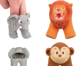 Wild animal, monkey, elephant or lion finger puppet for hands