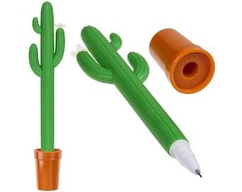 Cactus and flower plant pen with flower pot pen holder an original gift for office decoration, collection, artificial plant