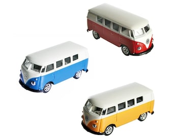 Mini metal Volkswagen combi bus collectible vehicle VW miniature vintage red yellow or blue