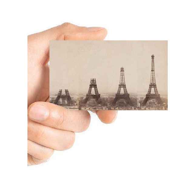 Flipbook small picture book to leaf through on the construction of the Eiffel Tower of Paris handmade