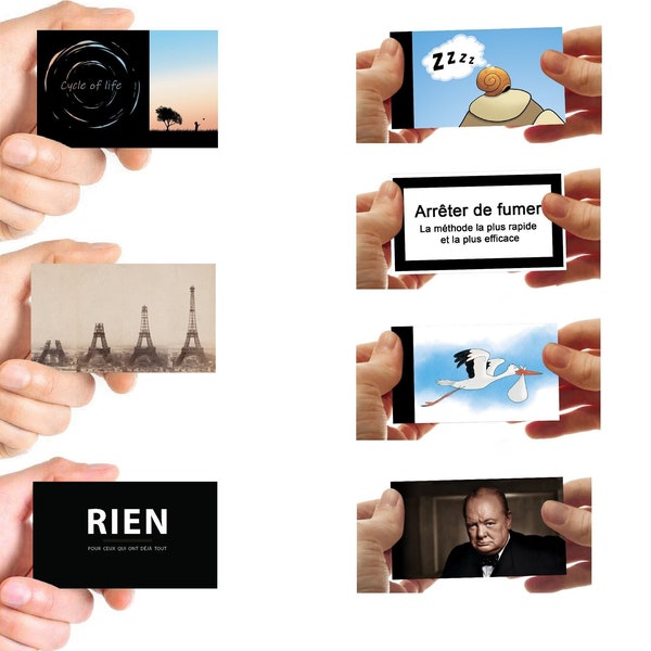 Set of 7 Flipbook: Turtle and the Snail, Stork, Cycle of Life, Winston Churchill, Stop Smoking, Eiffel Tower, Nothing