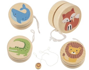 Wooden Yoyo with Animal Print Yo-yo Blue Whale Green Crocodile Lion or Fox Gift for Kids Wooden Yo Yo Toy