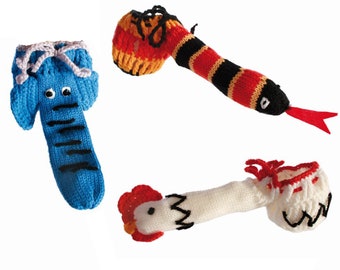 Willy warmer to choose from elephant snake or rooster knitting stuffing to warm the private parts of men small size