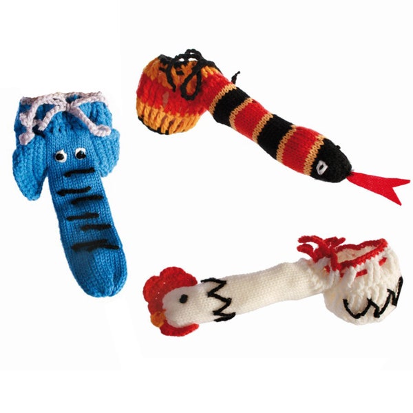 Willy warmer to choose from elephant snake or rooster knitting stuffing to warm the private parts of men small size