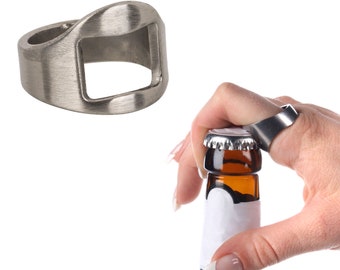 Stainless steel bottle opener ring for opening bottles 2 sizes available metal silver color unisex