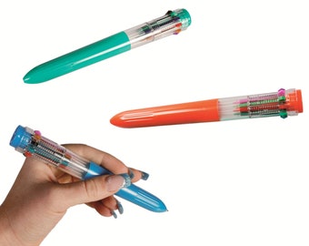 10-color multi-color pen even better than a 4-color pen: black, brown, blue, pink, purple, green, orange, turquoise, red