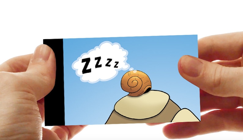 Flipbook pequeño libro ilustrado para hojear La tortuga y el caracol hecho a mano imagen 2