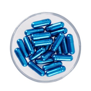 100 capsules vides pour mettre de petites choses ou un joli message sur du papier, gélules factices, médicaments, pilules pour créations DIY Bleu