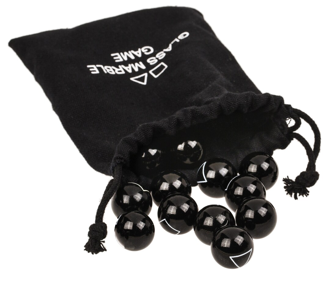 Bag of 12 Black Marbles With Triangle and Square Symbols Etsy