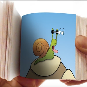 Flipbook pequeño libro ilustrado para hojear La tortuga y el caracol hecho a mano imagen 3