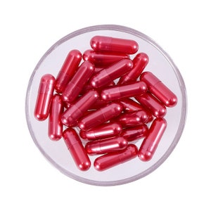 100 capsules vides pour mettre de petites choses ou un joli message sur du papier, gélules factices, médicaments, pilules pour créations DIY Rouge