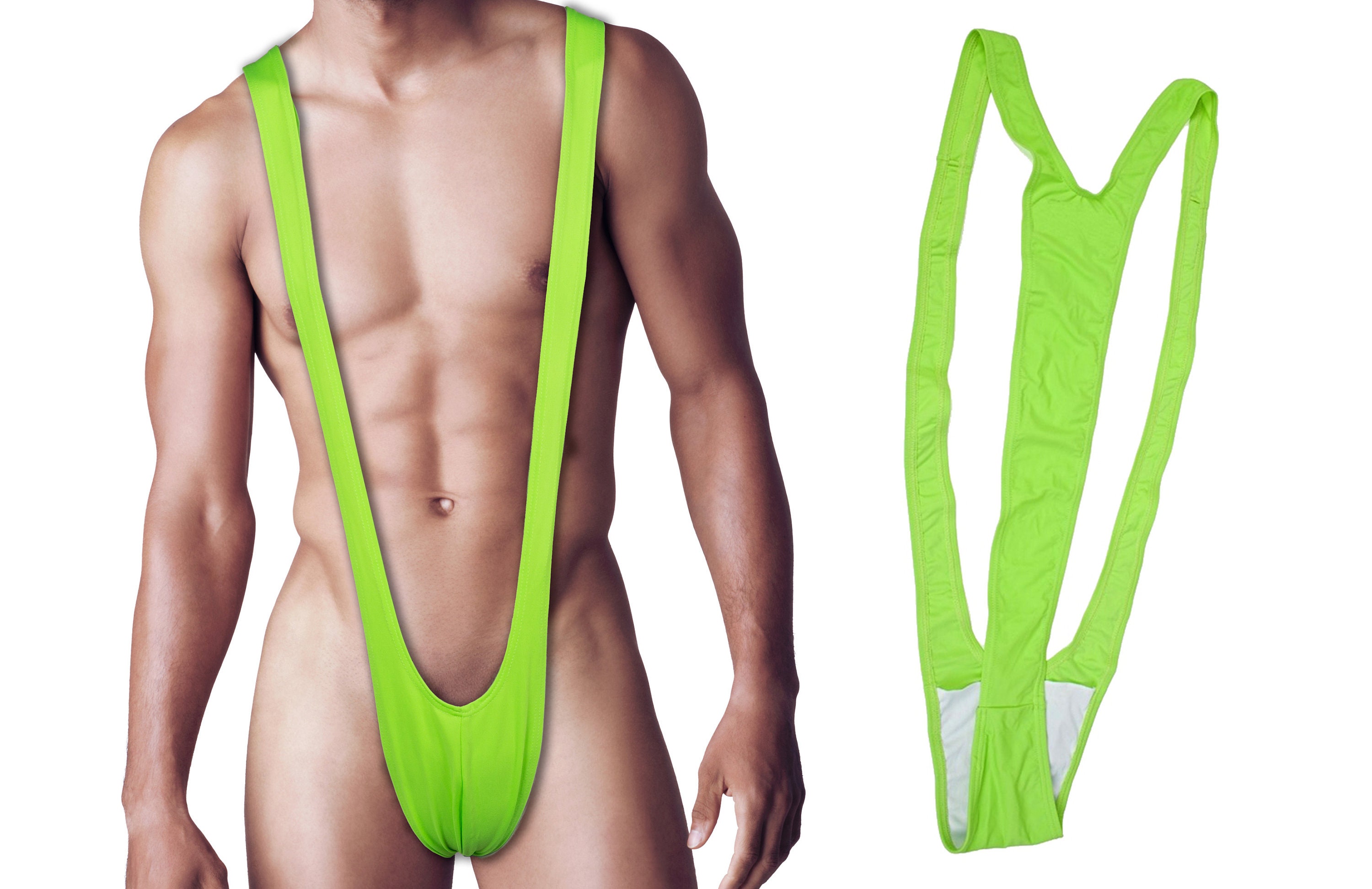 Lencería erótica Sexy para hombre, bañador con tirantes Borat Mankini, mono  elástico con tirantes en V