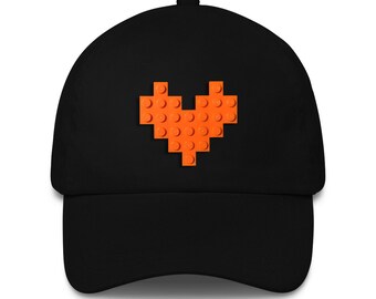 Black cap with orange heart