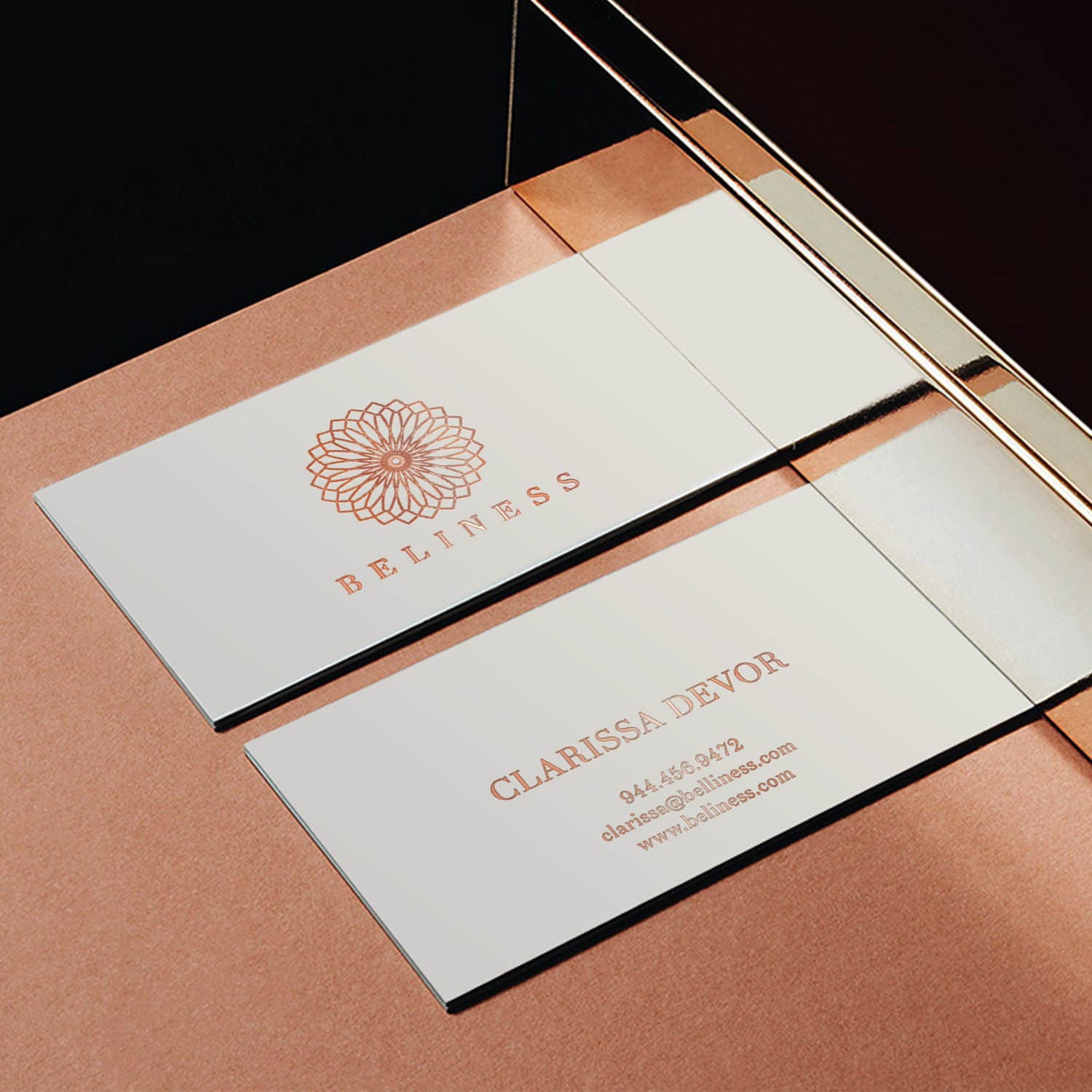 Rose Gold Foil Business Cards Templates, Business Card Templates Ready
