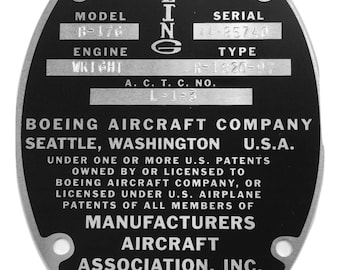 Plaque signalétique du Boeing B-17 Flying Fortress sur aluminium DPL-0101