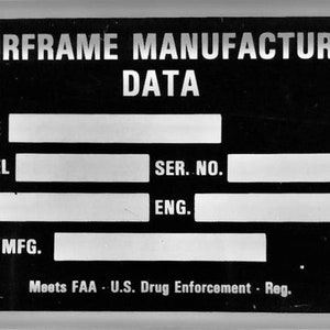 Airframe Manufacture Data Plate DPL-0121