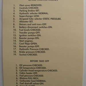 North American Aviation B-25 Mitchell Checklist CKL-0104