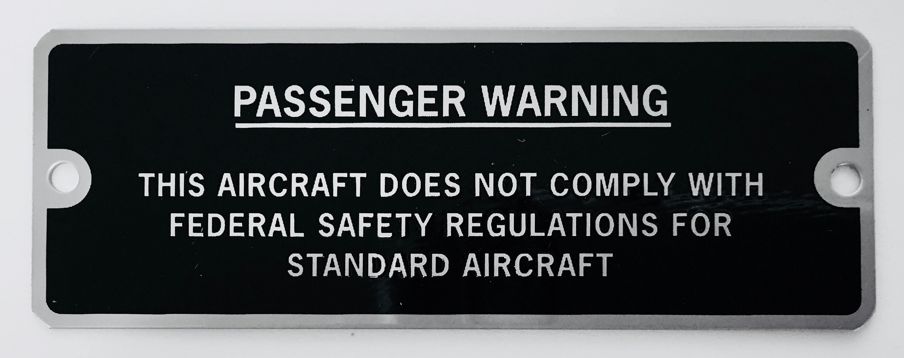 Amateur-built Passenger Warning Experimental Aircraft Placard pic