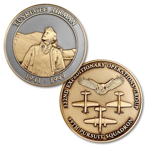 Tuskegee Airmen Challenge Coin, 1 1/2&quot;, WWII Aviation  CC-0102