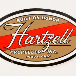 Hartzell Airplane Propeller Decal 3 1/2&quot; X 2 1/4&quot;, Vintage Aviation  DEC-0109